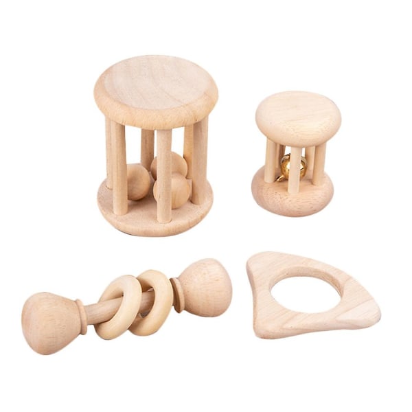 4 Pcs Toy Baby Baby Wood Rattle Baby Play Gym Activity Set Baby Rattles BoysKhakiM