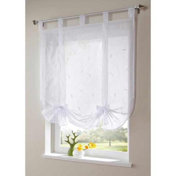1 stk. Romersk Gardin Sød Knude Siddende Soveværelse Stil Broderet Voile Vindue - Blå - 140cmx140cm