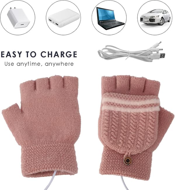 USB-oppvarmede hansker for menn og kvinner - Rosa, USB-håndvarmere