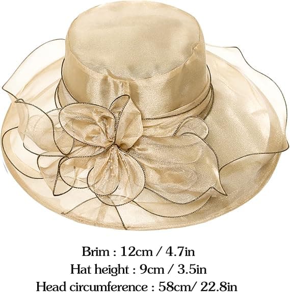 Khaki - Dame Organza Kapelhat Paryk Bryllupshat Solhat
