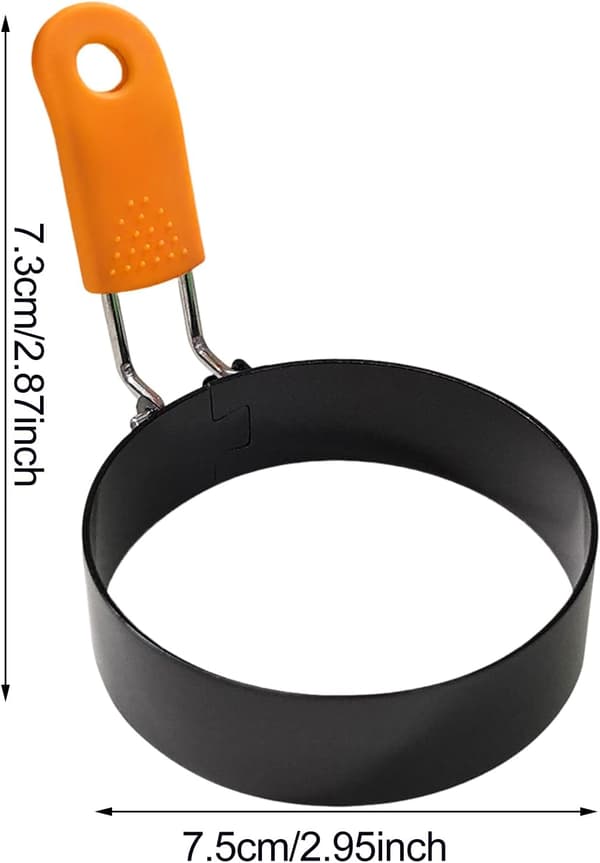 1 stk. Eggeringer for steking, stekering i rustfritt stål, non-stick eggstekeringer, 4 former stekte eggformer (Rund)