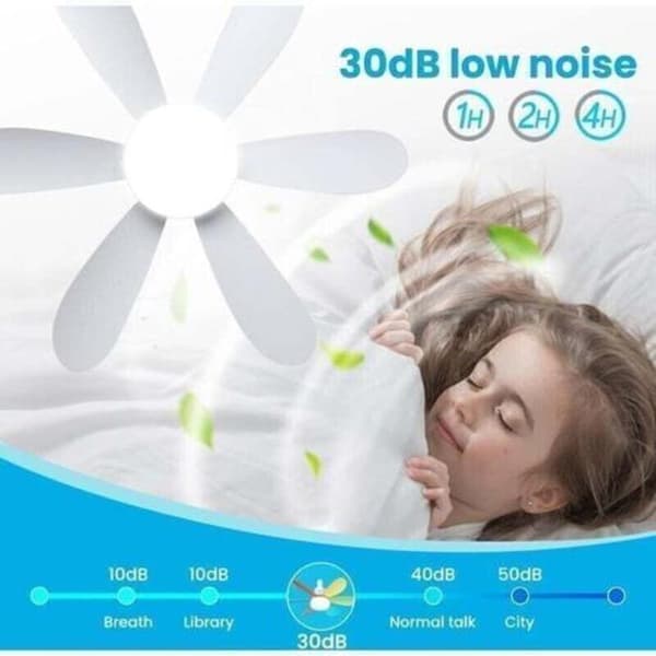 Ceiling fan with light and remote control, LED ceiling fan, integrated 40W E27 lamp, 6 blades, 3 fan speeds