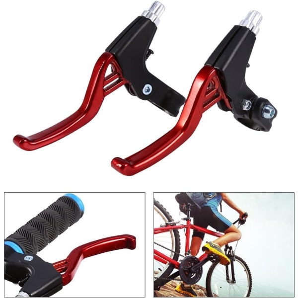 1 par cykelbromshandtag, V-bromsstyre aluminiumlegering cykelbromshandtag Universal 2,2 cm för de flesta cyklar (röd)
