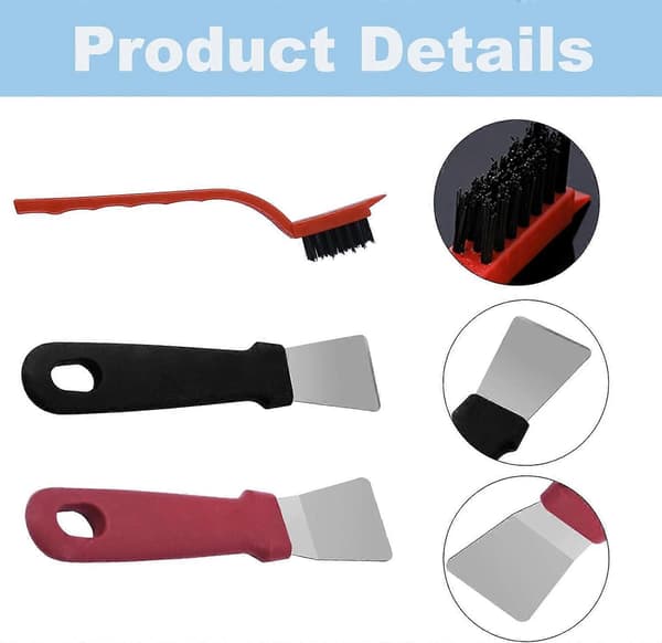5 Pcs Oven Scraper Tool Scratch-Free, Oven Scraper, 3 Curved Scrubber Brushes and 2 Cleaning Scrapers Oven Scraper Tool for Kitchen