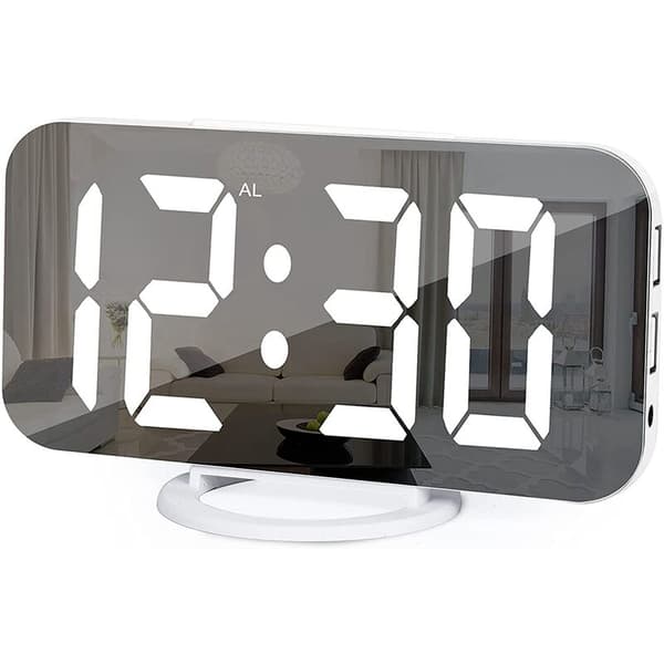 Digital Alarm Clock, LED Alarm Clock, Automatic Brightness Adjustment, Easy to Set Desk Clock for Home Kitchen White