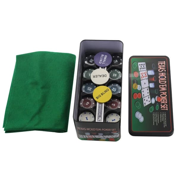 Texas Hold'em pokersett i metallboks