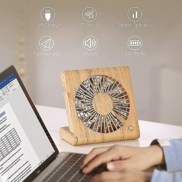 Bordsfläkt för dator, Tyst USB Mini Vikbar Fläkt, Laddningsbar Bärbar Fläkt, Passar för Dator Hembibliotek Resor