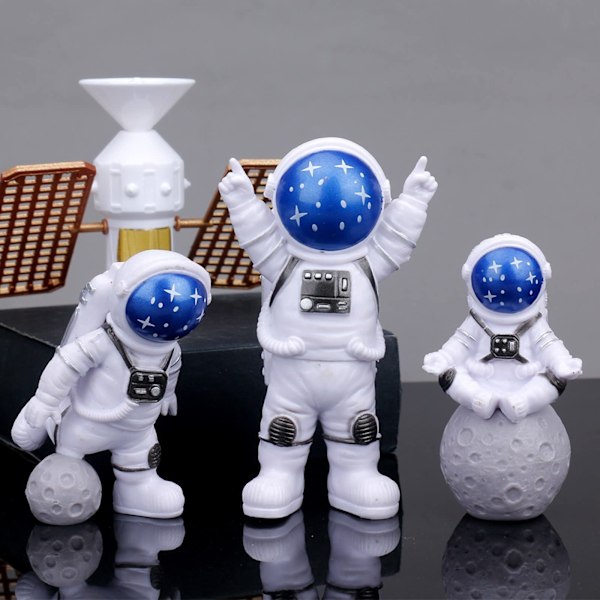 3 kpl Astronaut Avaruuskakun Koristeita Ulkoavaruuskakun Koristeet Dekoraatiot Avaruusmiehen Miniatyyrit Astronautti Leikkisetit (Tähti)
