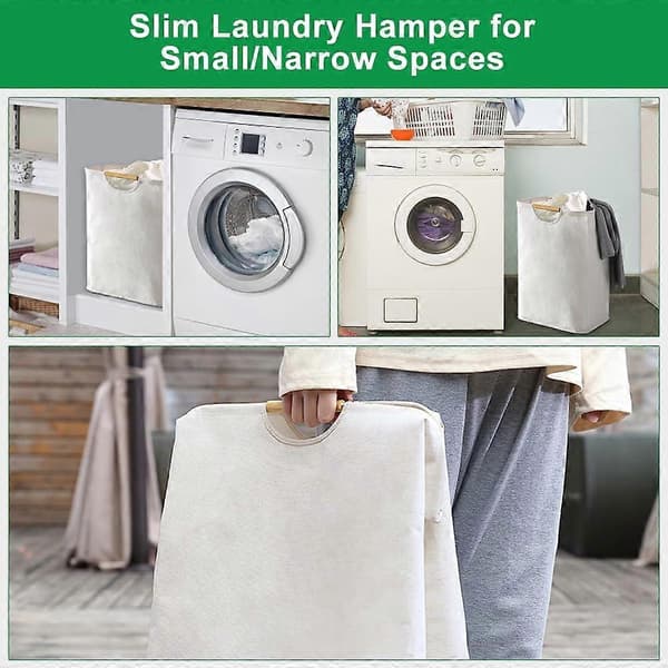 60L Large Laundry Basket Foldable Laundry Bag Freestanding Tall Clothes Hamper Collapsible Storage Bin for Laundry
