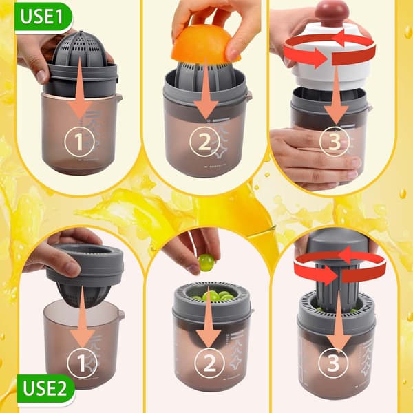 Portable Manual Juicer Cup Double Acting Quick Juicer Mini Lemon Juicer Fruit Press Cup (White)