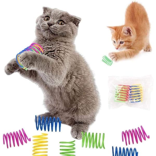 Cat Spring, 32 Cat Springs, Color Spiral, Cat Interaction, Attracts Cat's Attention, Withstands Cat Bites, Bouncing, Chasing Play