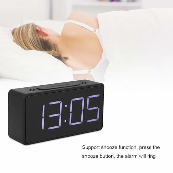 (Black) Electric Desk Clock with Large Digits, USB Port, Battery Backup Alarm, Daylight Saving Time, 12/24H, Decor