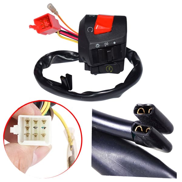 Motorcycle Handlebar Switch, On/Off Switch Left and Right Handlebar Control 7/8 Inch Headlight Turn Signal Horn Switch High Beam Low Beam
