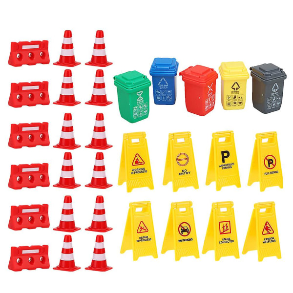 Leksaksgator för barn, trafikmärken, vägspärrar, varningsskyltar, blandade färger, 3,5 x 2 x 1 cm Assorted Color 3.5X2X1CM