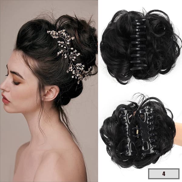1 stk (svart brun) Hårstykke Gummi Hår Scrunchie Krøllete Oppsatt