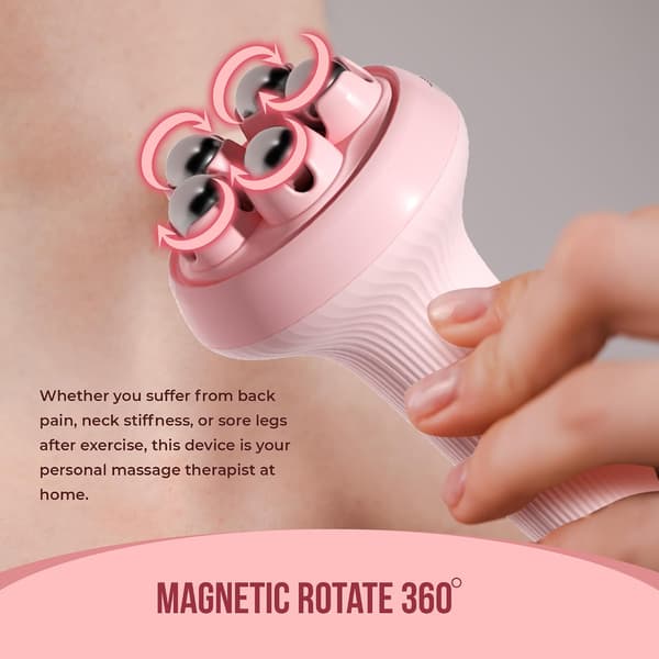 Handheld Deep Tissue Massage Roller Ball - Myofascial Release Trigger Point Tool for Back, Neck, and Leg Pain Relief (Pink)