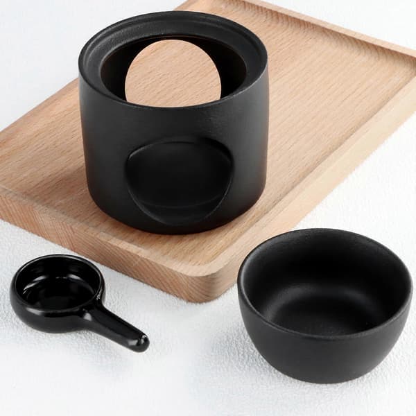 Ceramic Oil Aromatherapy Burner, Matte Wax Burner, Aromatherapy Holder, Tealight Holder Diffuser for Home and Office Decoration, Black