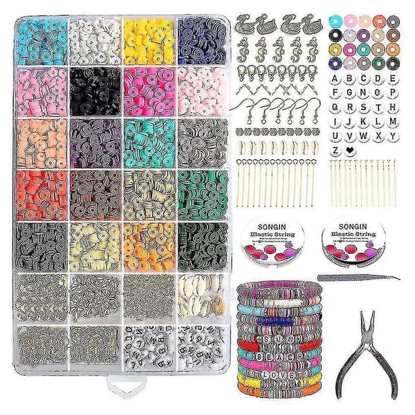 1 Set Clay Beads Kit For Bracelet Making, Round Spacer Beads Preppy Beads--