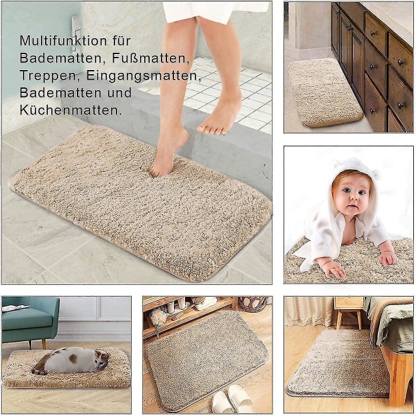 Bademåtte Antislip 40 X 60cm Beige, Bademåtter Antislip Vaskbar Bademåtte, Badeværelsesmåtte Med Høj Vandabsorption Bademåtte Til Badekar, Badeværelse, Stue