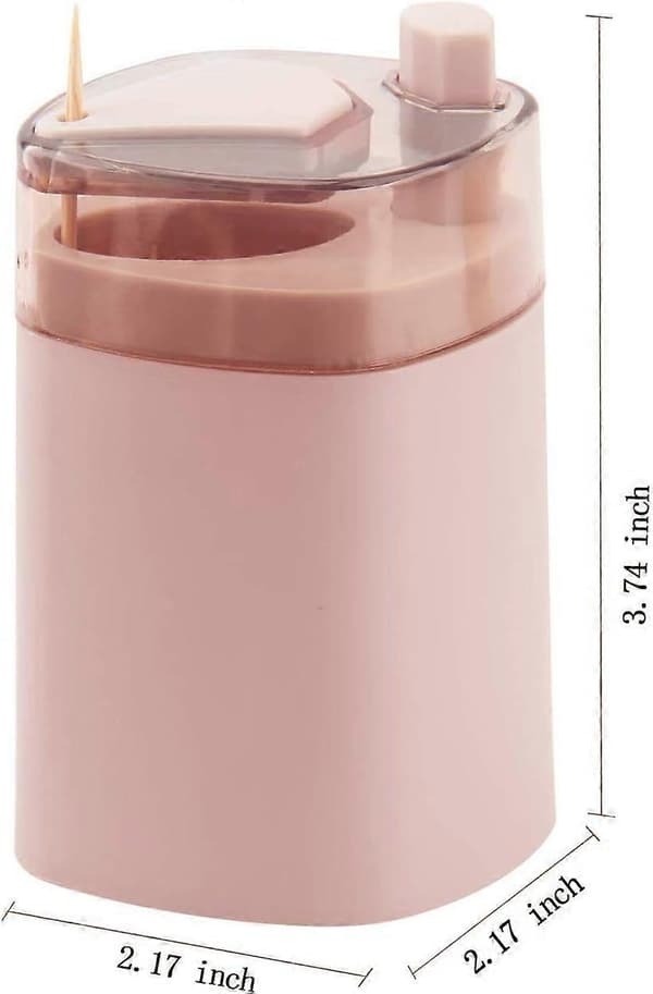 Toothpick Dispenser with OneTouch PopUp Design, Dustproof Large Capacity Toothpick Holder, Pink