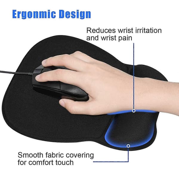 Musematte håndleddsstøtte, ergonomisk musematte med håndleddsstøtte i minneskum for datamaskin, bærbar PC, kontor, hjem og reise, svart
