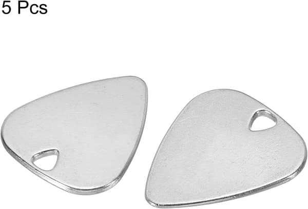 Gitarrplektrum 1,8 mm tjocklek metall silverton för musikinstrument, 5-pack size_name 3/64"x10"