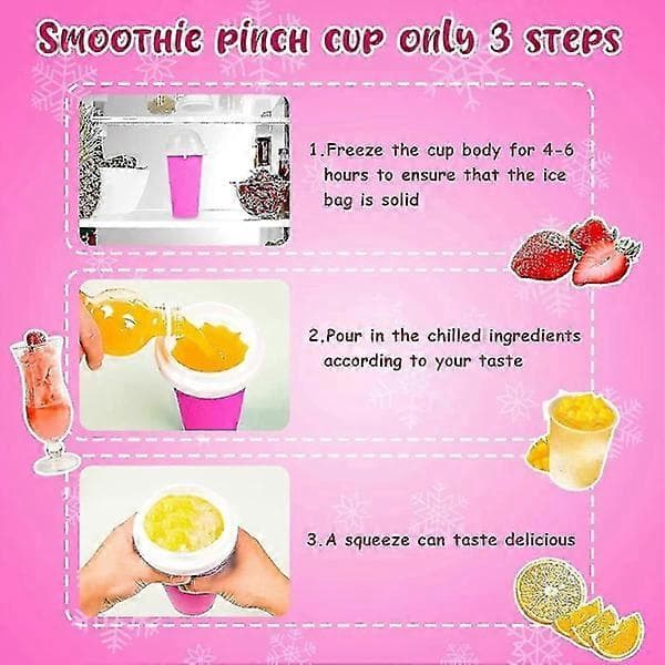 Slushie Cup Slushy Maker Ice Cup Silicone Cup Pinch Cup Summer Cooler Smoothies Cup Double Layer Press Cup Slush Maker Cup Smoothie Cup