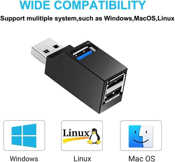 USB-hub, Mini USB 3.0-hub bærbar adapter Høyhastighetsutvidelse Multi USB-hub splitterkabel for PC bærbar datamaskin