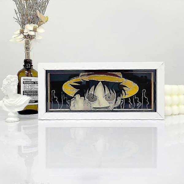 One Piece Anime 3D Paper-cut Light Box Manga Shadow Box LED Desk Night Light AA A A