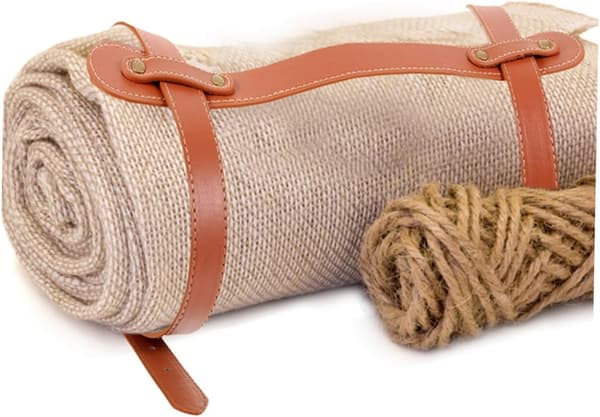 Adjustable Leather Carrying Strap 61 cm for Outdoor Picnic, Camping Blanket and Beach Mat