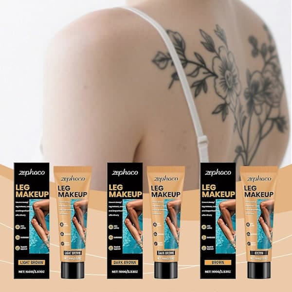Waterproof Full Coverage Makeup for Tattoos - Long-Lasting Leg and Body Foundation, Smudge-Proof - Light Brown