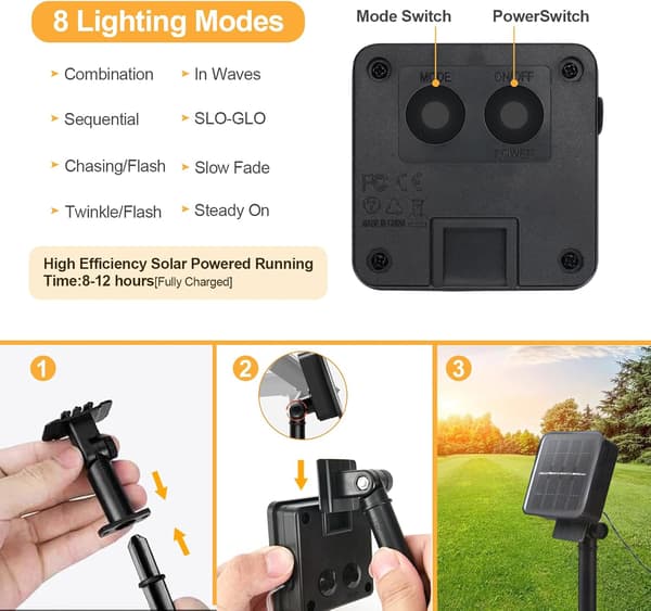 Solar String Lights for Outdoor, 11M 60LEDs Outdoor String Lights, 8 Modes IP65 Waterproof Outdoor String Lights