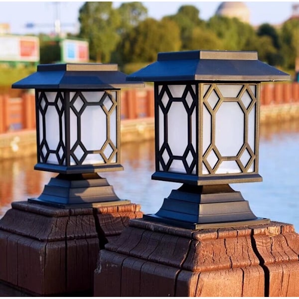 4 kpl ulkoilma LED-aurinkopuutarhavalot, suuret huonevalot, uudet aurinkovalot, pienet palatsivalot, pihapuutarhavalot (valkoinen ruudukkoluku)