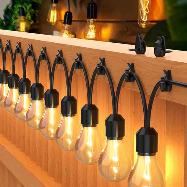 Outdoor String Light Clips, Weatherproof Cable Hanger Hooks for Hanging String Lights, Christmas Decoration - Black, 50-pack Black
