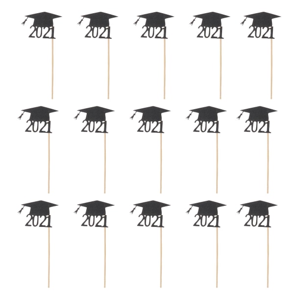 15 stk. Graduation Party Kage Toppers Cupcake Indsæt Papir Bachelor Design Kage Dekoration Frugt Black 4.8X3.4cm