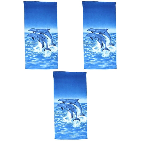 3st printed strandhandduk Snabbtorkande badlakan Vattenabsorberande Kroppshandduk (par Dolphin 3pcs 150*70CM