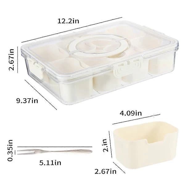 Delt serveringsbakke med låg, snackbox, bærbar snackfad