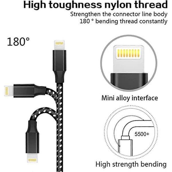 iPhone Ladekabel Lightning Kabel 3-pakning 3FT1M Nylonflettet Hurtiglading & Synkronisering iPhone Ladekabel Kompatibel med