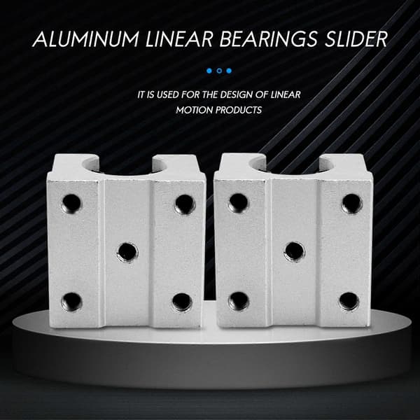 4 x SBR12UU 12mm Aluminium Lineær Bevægelse Router Lejeblok, sølv