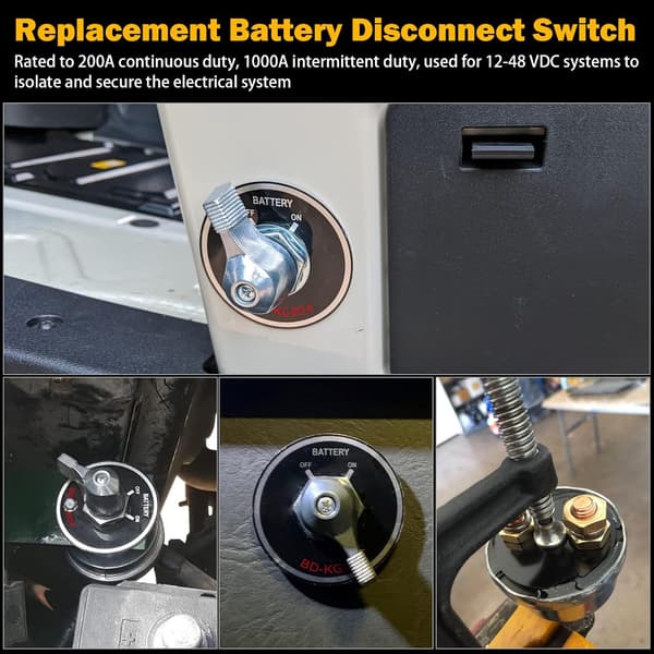 12-48V Batterihovedafbryder, Højstrøm 200A Batteriafbryder Isolator Killer Switch med frontplade til bil, køretøj, autocamper, lastbil, båd