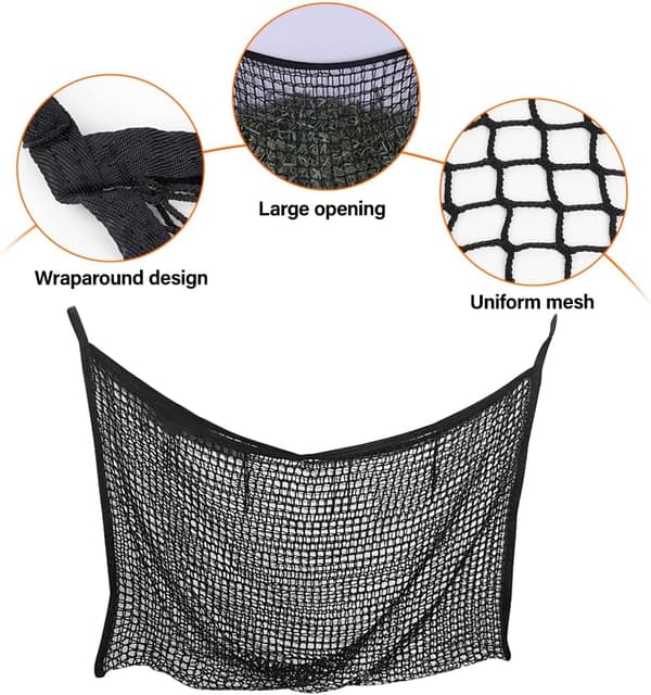 wxsp Hønet til heste, høpose til heste, stor 90 x 60 cm, maskestørrelse 3 x 3 cm, finmasket til 4 kg hø, foderpose, Hønet Hest, halmfodernet