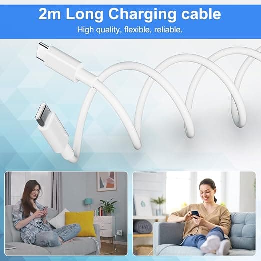 2-pakning 20W USB C-lader Ladekabel for iPhone-serien, iPad Strømadapter, USBC Adapter Hurtiglader med 2M USB C Hurtigladekabel