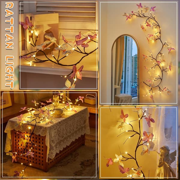 wxsp - 1 pc Colorful Butterfly LED Lights - 1.6 Meter 36 LEDs - USB Powered - 8 Modes with Remote Control - Flexible Mood Light
