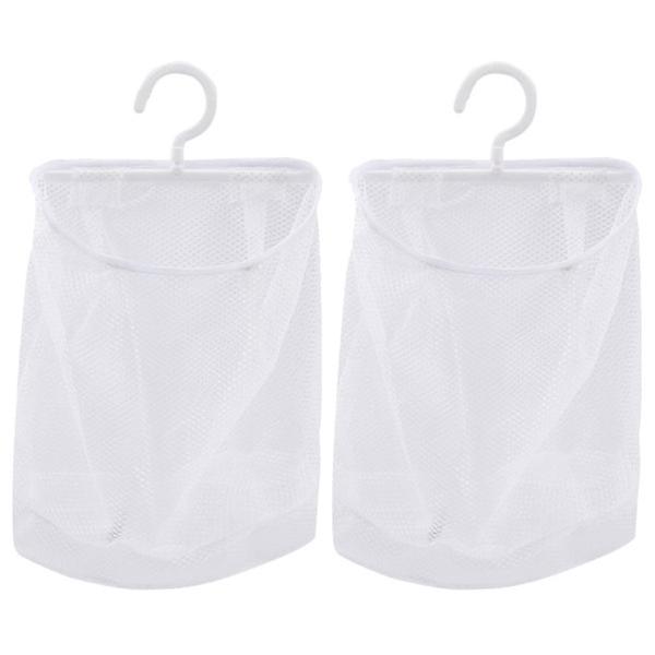 2 st Förvaringsleksaker Klädnyp Påse Hängare Återanvändbar Nätpåse Frukt Grönsaker Förvaringsfickor Lök Förvaring Nätpåse Vit 24.5X22CM White 24.5X22CM
