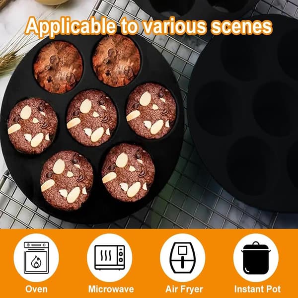 wxsp Muffinform - Velegnet til 7 muffins - Mini muffinforme - Silikone - Airfryer silikone muffinform - Non-stick muffinform - Perfekt til cupcakes,