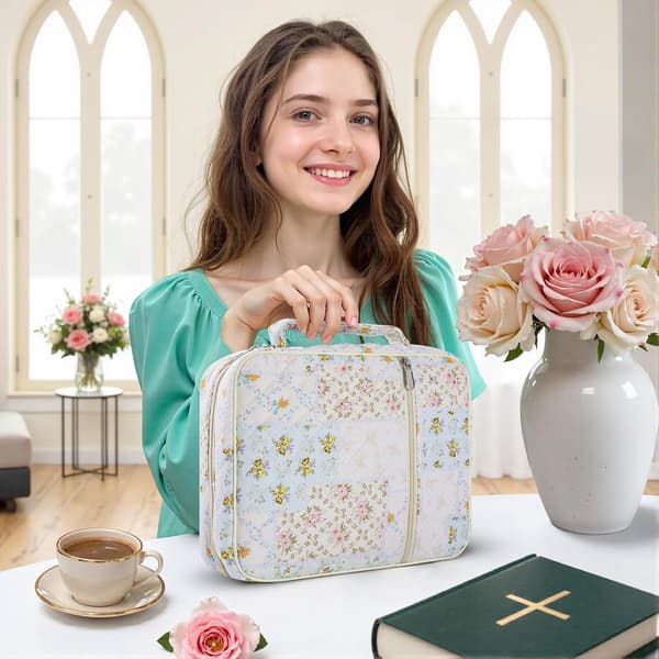 Bibeltaske til kvinder, store bibeltasker, organizer, quiltet bæretaske til piger, tilbehør til bibelstudier, kristne gaver til