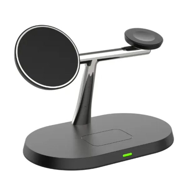 Magnetisk Trådløs Lader, Oppgradert 3-i-1 Ladestajon med En Kompatibel med iPhone 14/13/12/Pro/Pro Max/Mini, iWatch SE/8/