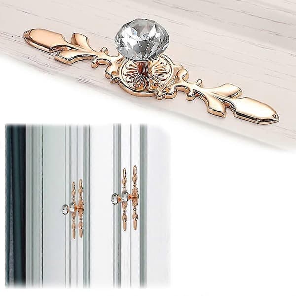 6 Pieces Gold Diamond Door Knobs, Crystal Door Knobs, Cabinet Knob, Diamond Cabinet Handle, Diamond Crystal