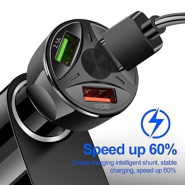 Usb Nopea Auton Lataus Qc3.0 Adapteri, 3-port Usb 35w Suuri Teho Ajoneuvon Nopea Lataus Auton Puhelimen Lataus Monitoiminen Auton Adapteri Iphonelle, Samsungille