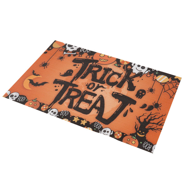 Halloween Placemats Sett med 3 Vaskbare Stoff Placemats for Spisebord Sklisikre Varmebestandige Placemats for Fest Innendørs Utendørs